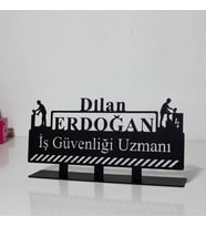 İş Güvenliği Uzmanı Masaüstü İsimlik - Kişiye Özel Metal İsimlik