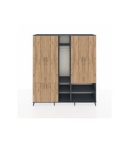 Hyperion Dolap 15 Raflı 5 Kapaklı Tek Askılı 220x44x243 Antrasit-Çam/Antrasit