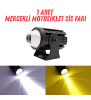 1 Adet Motosiklet Scooter  ATV Uyumlu Mercekli Sis Farı Sarı-Beyaz Çift Renk 12V 50W