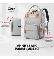 Babywawa Care Su Geçirmez Alt Açma Pedli Emzik Saklama Bölmeli Anne Bakım Çantası