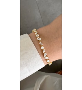 Mix Taş Farklılıkları Bileklik 925 Ayar (Gold)