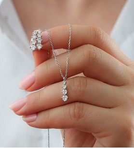 925 Ayar Gümüş Pırlanta Model Kolye Küpe Seti