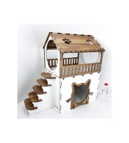 Kedi Evi 2 Katlı 70x42x35 cm 3 mm Mdf (Çok Renkli)