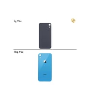 iPhone XR Mavi Renk Arka Kapak Arka Cam Batarya Kapağı Lazer Kesim Kapak Pil Kapağı