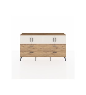 Arges Konsol 2 Raflı 4 Çekmeceli 4 Kapaklı 176x30x99 Çam-Aytaşı/Çam