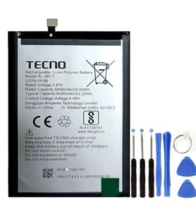 Tecno Spark 7 KF6 Pil Batarya BL-58CT+Tamir Set 6000 mAh