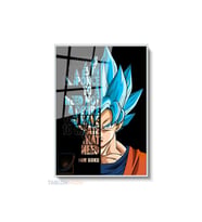 Dikey Çerçeveli Cam Goku1 Modern Ev Dekoru Duvar Sanatı Ev Ofis Tablosu (Gümüş)