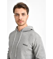 Süperlife Kapşonlu Uzun Kollu Baskılı Dar Kalıp İnce Erkek Sweatshirt SPR 2019K61 (Gri)