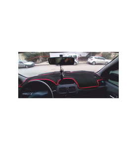 2002-2007 Modellerine Uygun Renault Clio 2 Ekranlı Torpido Koruma Halısı Siyah Kenar Renk Kırmızı