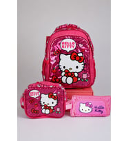 x Dekomus "Love Shine Collection" Hello Kitty Lisanslı Ortopedik İlkokul,Beslenme ve Kalem Çantası Seti