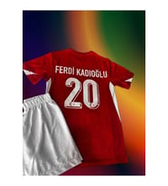 Türkiye Milli Takım Euro 2024 Ferdi Kadıoğlu Çocuk Kırmızı Forması (Çok Renkli)