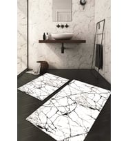 Dijital Baskılı Kaymaz Taban Yıkanabilir 2'li Klozet Takımı Banyo Paspası NDKZ-HS-212 (Beyaz)
