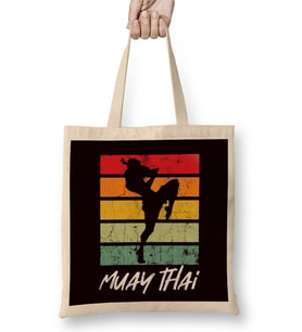 Retro Muay Thai Vintage MMA Martial Arts Thailand Boxing Bez Çanta Uzun Saplı
