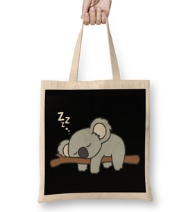 Cute Lazy Koala Bear Napping Funny Gift For Zoo Animal Lover 01 Bez Çanta Uzun Saplı