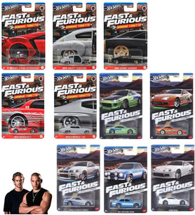 10 Araç Hot Wheels Dominic Toretto & Brian O'Conner Set (1/64) Supra Skyline Lykan Eclipse