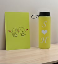 BK Gift Sevgiliye Özel İsimli Sarı Defter ve Cam Matara Hediye Seti-8, Sevgiliye Hediye, Sevgililer Günü, Yeni İş Hediyesi