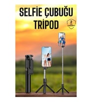 Mey İthalat® Selfie Çubuğu Tripod Kumandalı Telefon Tutucu Siyah