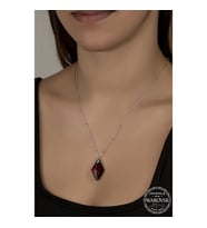 Crystal Ametist Taşlı 925 Ayar Gümüş Kadın Kolye