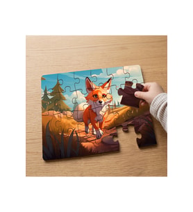 Ormanda Sevimli Tilki Tasarımlı 24 Parça Ahşap Çocuk Puzzle MPK0162