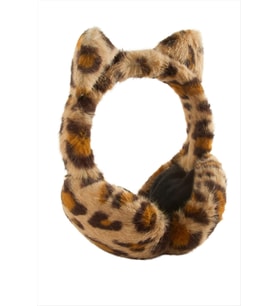 Leopar Desenli Yünlü Kışlık Kulaklık (Kahverengi)