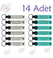 Beyaz & Turkuaz, Doğum Günü Partilerine Özel Hediye, 14’lü Set, Kişiselleştirilebilir Anahtarlık