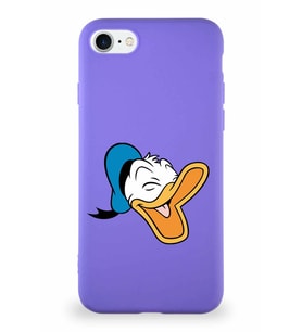Apple iPhone 7 Soft Premier Kapak Donald Duck-E Tasarımlı Silikon Kılıf - Mor (Şeffaf)