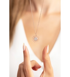Güneş Model Minimal 14K Rose Gold Kaplama Kadın Kolye