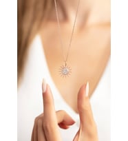 Güneş Model Minimal 14K Rose Gold Kaplama Kadın Kolye