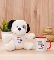 Kişiye Özel Alışıkın Değilsindir Tasarım Esprili Peluş Köpek ve Kırmızı Kupa