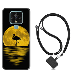 Tecno Camon 16 18P Pova Kılıf Boyun Askılı Silikon Ay ve Flamingo 1775