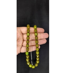 ÇUBUK KEHRİBAR TESBİH YEŞİL RENKLİ  KAPSÜL KESİM T-403 (Çok Renkli)
