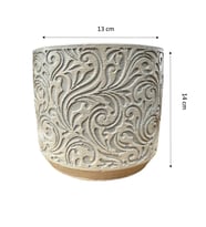 Bıtkı Tasarımı Ev dekorasyon Bej Çiçek Desen Beton Saksı Çiçeklik Saksılık