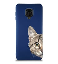 Xiaomi Redmi Note 9S Soft Premier Kapak Catface Tasarımlı Silikon Kılıf - Lacivert (Şeffaf)