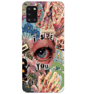 Samsung Galaxy A31 Uyumlu Aesthetic Kolaj Desenli Şeffaf Telefon Kılıfı