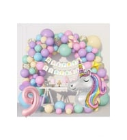 Kız Çocuklar Için 9 Yaş Unicorn Lüks Doğum Günü Parti Seti Süsü