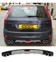 Ford Fiesta 2003-2008 Difüzör Arka Tampon Eki 4 Egzoz Çıkışlı Gri