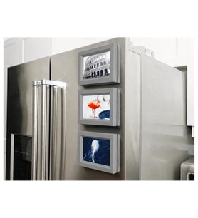 Alvera 3'lü Magnet Fotoğraf Çerçevesi Seti – Buzdolabı Için Mini Manyetik Resim Çerçevesi, Dekoratif Magnet - Gri