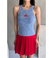 Nare Nakışlı Mavi Yıkamalı Kaşkorse Body (Mavi)