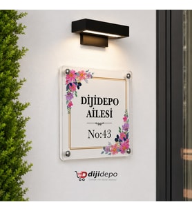 Mor Pembe Çiçekli Kapı İsimliği - Tabela Seti