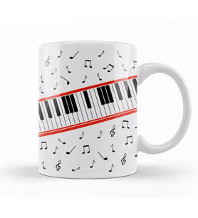Piano Piyano  Müzik Notaları Kupa Bardak Porselen