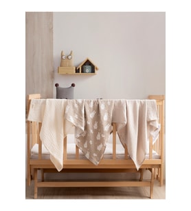 Müslin Örtü & Battaniye 3'lü Set %100 Pamuk Oeko-teks Sertifikalı 80x70 Cm