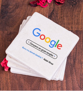 Kişiye Özel Google Tasarım Esprili Taş Bardak Altlığı