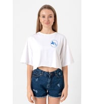 The Mentalist Blue Bird Lodge Beyaz Kadın Crop Tshirt