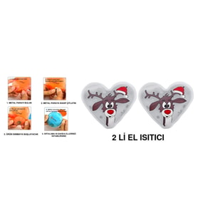 KALPLİ GEYİKLİ CEP SOBASI,EL ISITICI,2 ADET SICAK SU TORBASI PVC BEYAZ 9cm