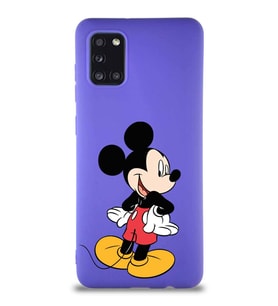 Samsung Galaxy A31 Soft Premier Kapak Mickey Mouse-D Tasarımlı Silikon Kılıf - Mor (Şeffaf)