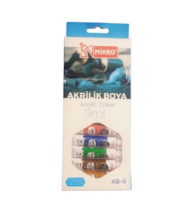 Akrilik Boya Tüp 12 Renk 9 ml Akrilik Boya 1 Paket (Karışık)