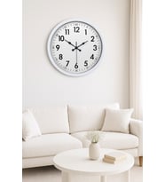 River World Duvar Saati 52 cm  Metal Stili Dekoratif Beyaz