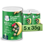 Organik Pirinçli, Buğdaylı, Muzlu ve Ahududulu Bebek Atıştırmalığı 35 g x 5