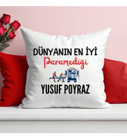 Dünyanın En İyi Paramediği Baskılı Elyaf Dolgulu Saten Hediye Yastık