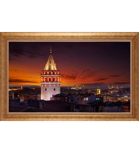 Çerçeveli Paspartulu Manzara Tablo bm1357 (Gold)